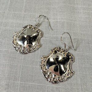 Vintage Sterling SIlver Repousse Antique Style Earrings